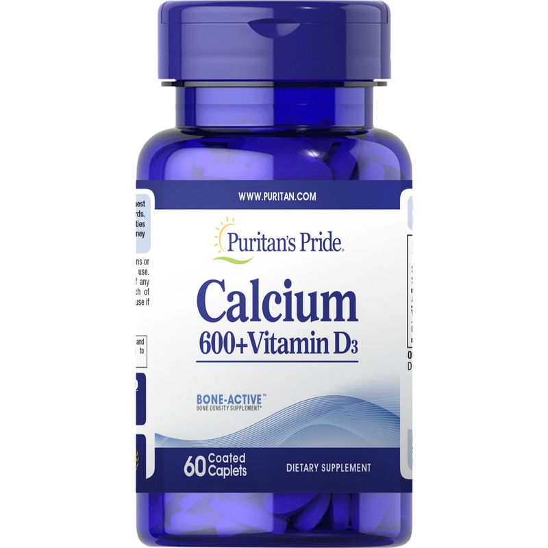 [I143337] PURITAN'S PRIDE CALCIUM 600 WITH VITAMIN D 60 TABLETS