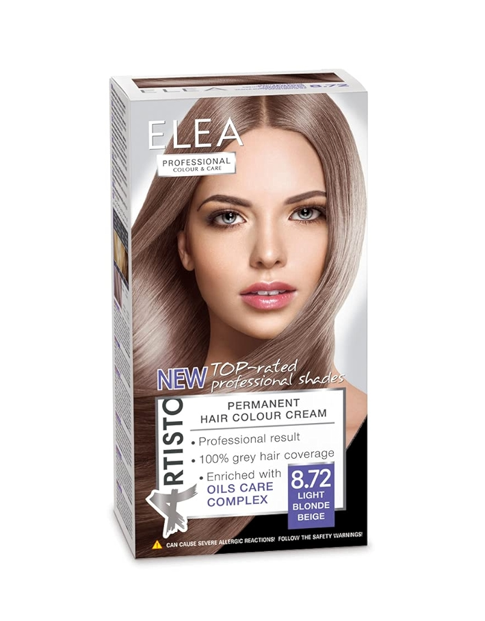 ELEA PERMANENT HAIR COLOUR CREAM 8.72 LIGHT BLOND BEIGE