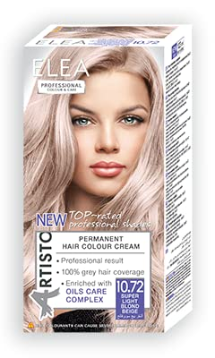 ELEA PERMANENT HAIR COLOUR CREAM 10.72 SUPER LIGHT BLOND BEIGE