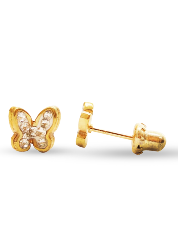 114 18K GOLD PLATED BUTTERFLY 6MM