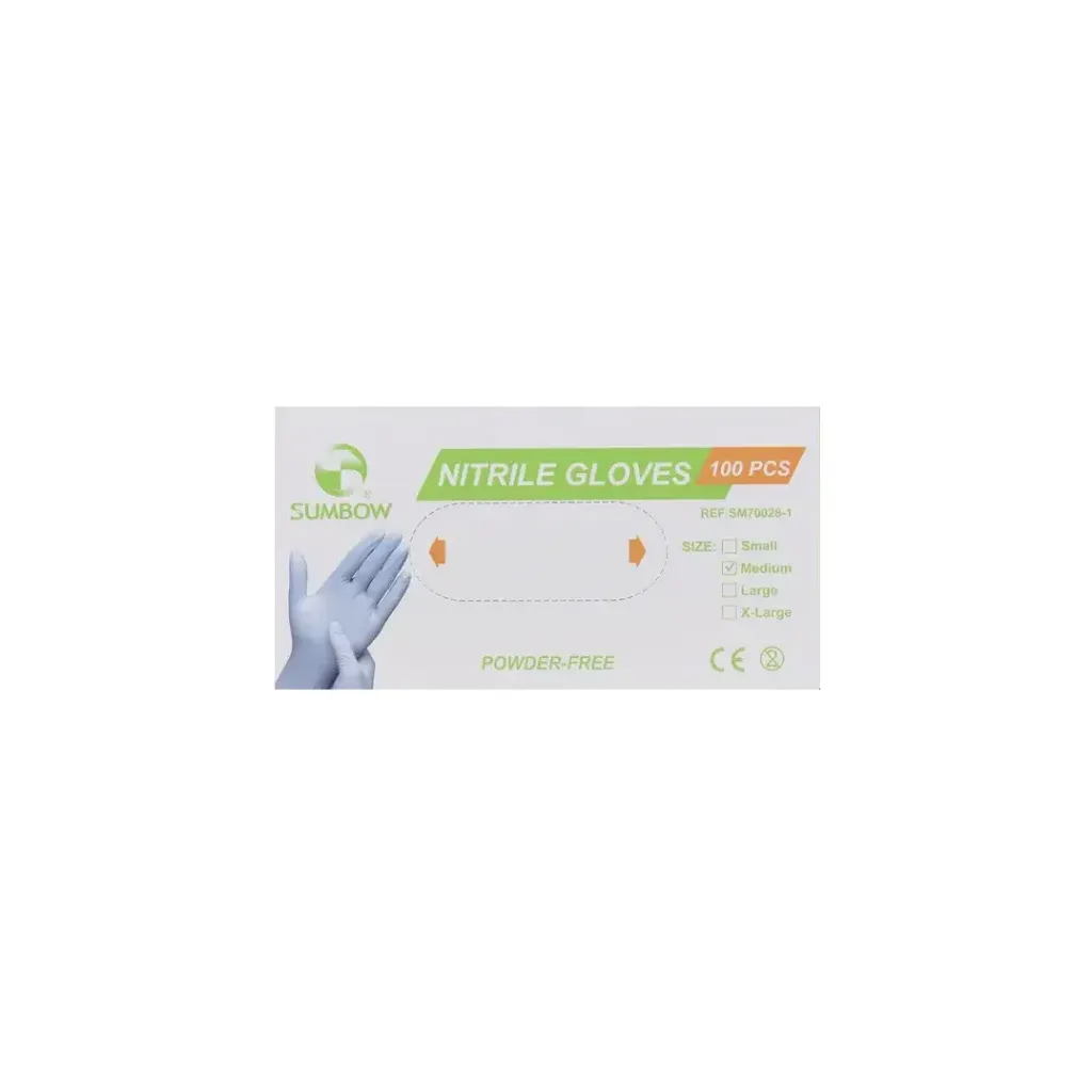 SUMBOW NITRILE GLOVES POWDER-FREE (MEDIUM) 100PCS