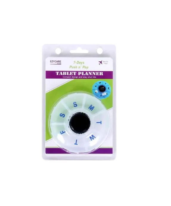 منظم أقراص EZYCARE PLUS لمدة 7 أيام بنظام "الضغط والفتح" (Push N Pop) - لون أبيض